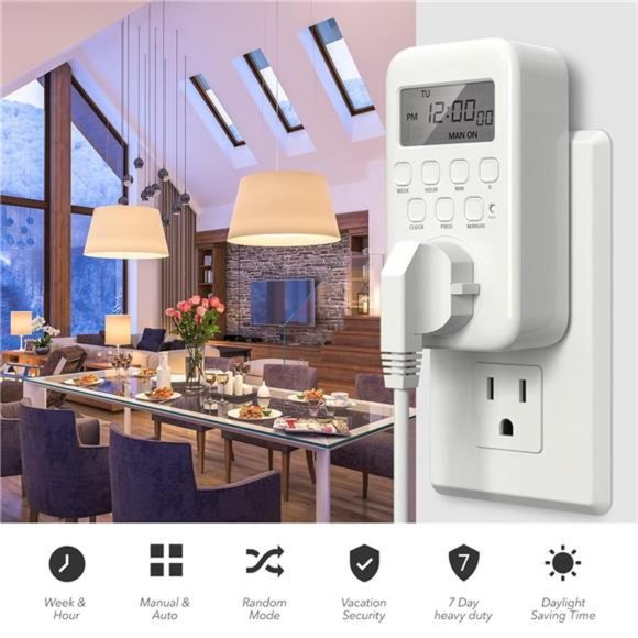 BN-LINK Digital Timer Outlet, 7 Day Heavy Duty Programmable Timer - Picture 3 of 6